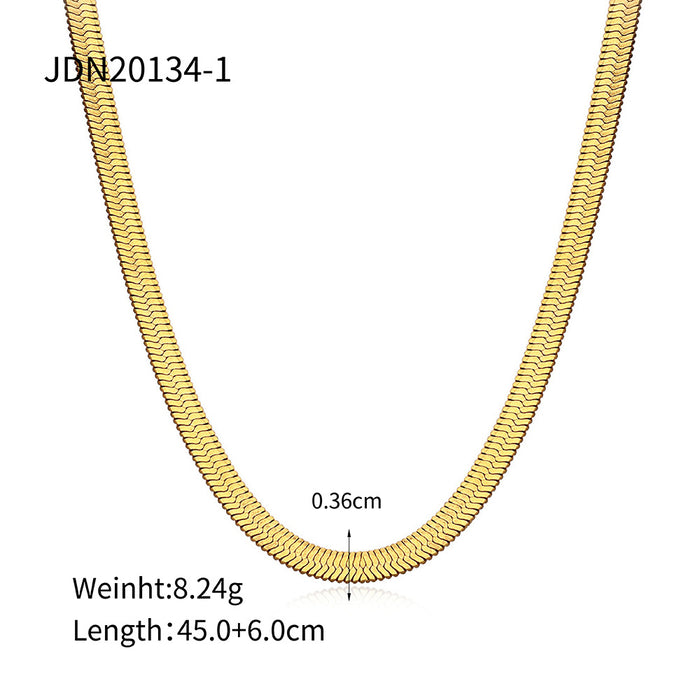 Elegant 18K Gold-Plated Stainless Steel Necklace - Popular Titanium Steel Snake Bone Chain for Layered Look