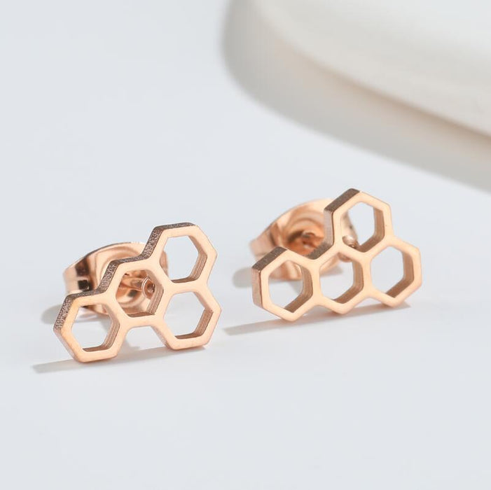 Geometric earrings, stainless steel hollow ins style fashion molecules conform to earrings, simple personality