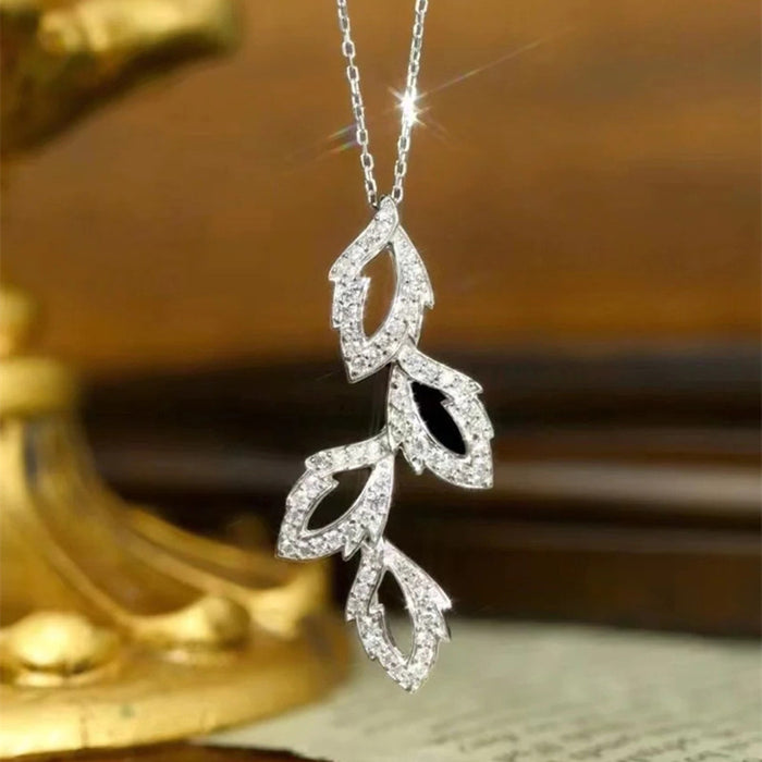Leaf pendant all-match jewelry retro long necklace for women