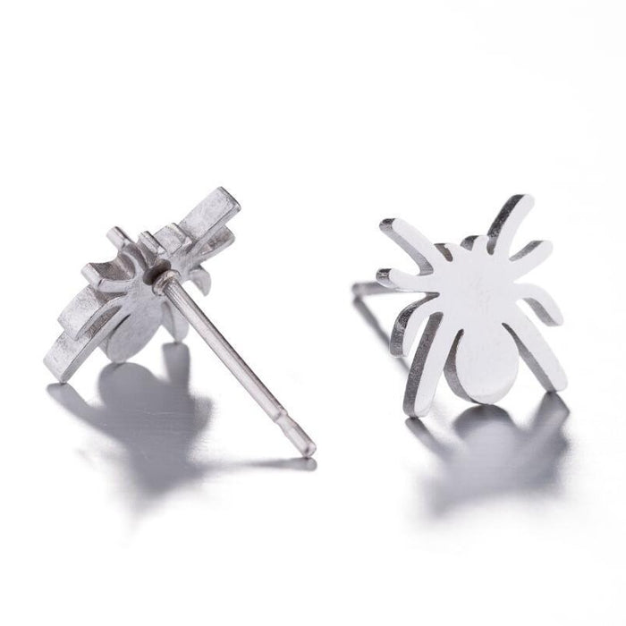 Spider Stainless Steel Stud Earrings - Hip-Hop Animal Jewelry for a Bold Look