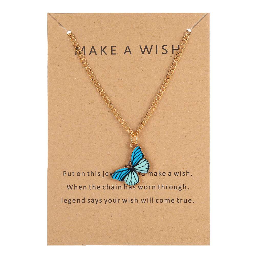 Bohemian style alloy colorful butterfly necklace