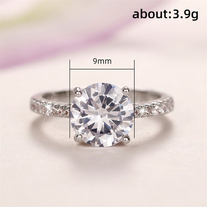 Group inlaid four-claw zircon ring engagement bride platinum bracelet