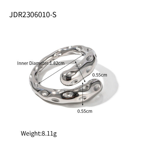 Stainless steel steel color exaggerated open ring