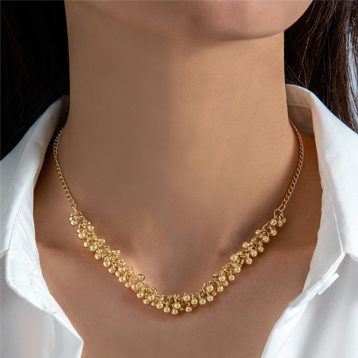 Gold Bead Pendant Choker Necklace with Simple Design