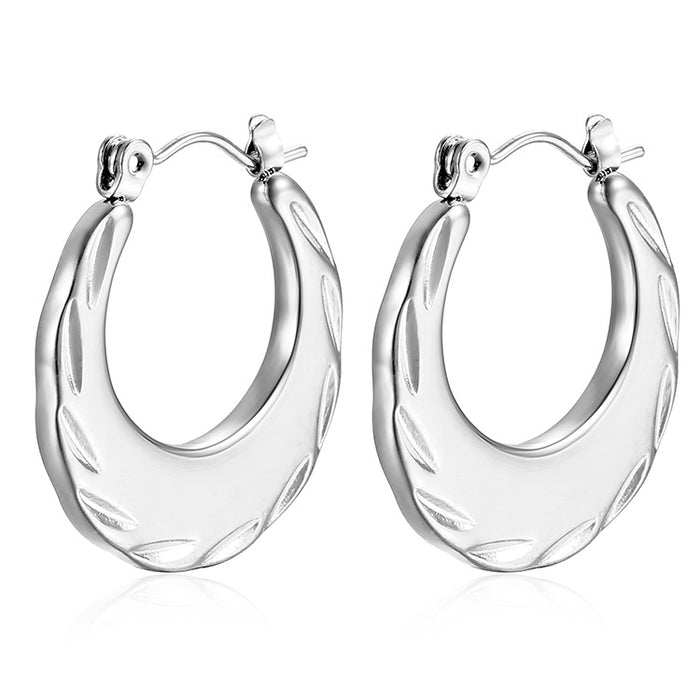 Patterned ox horn stainless steel earrings simple trendy earrings