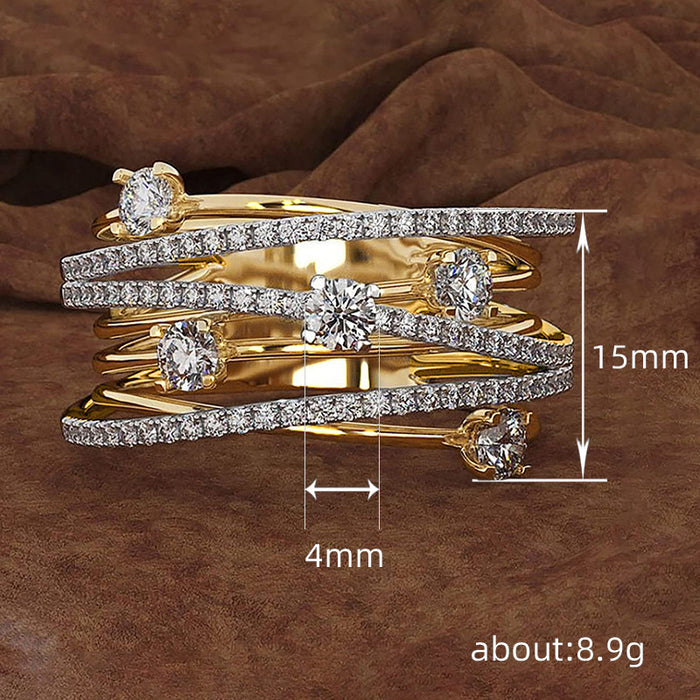 Super flash ring European and American women's cross ring star embellishment