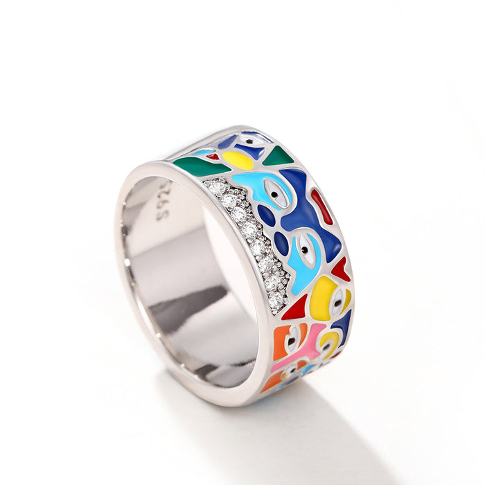 Colorful oil drip eye ring artistic personality women's ring