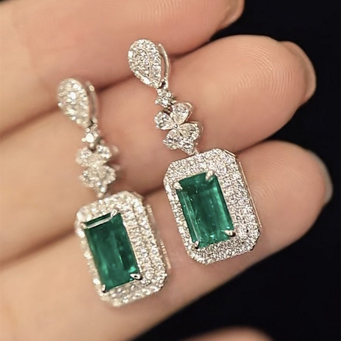 Square brilliant zircon earrings