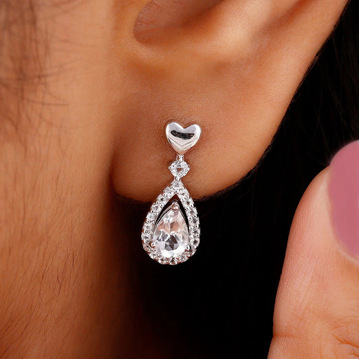 Korean style temperament earrings love water drop earrings micro inlaid exquisite earrings for women
