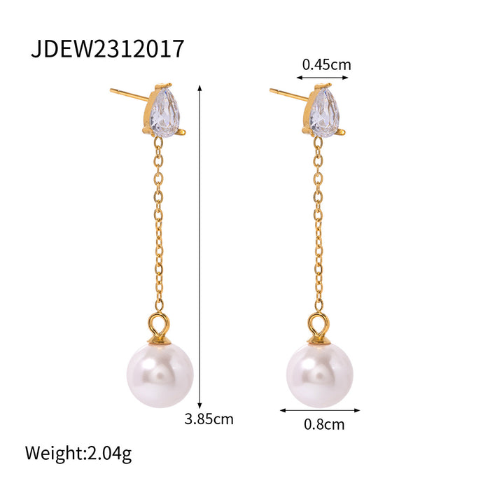 Stainless steel pearl earrings titanium steel earrings 18K gold-plated jewelry