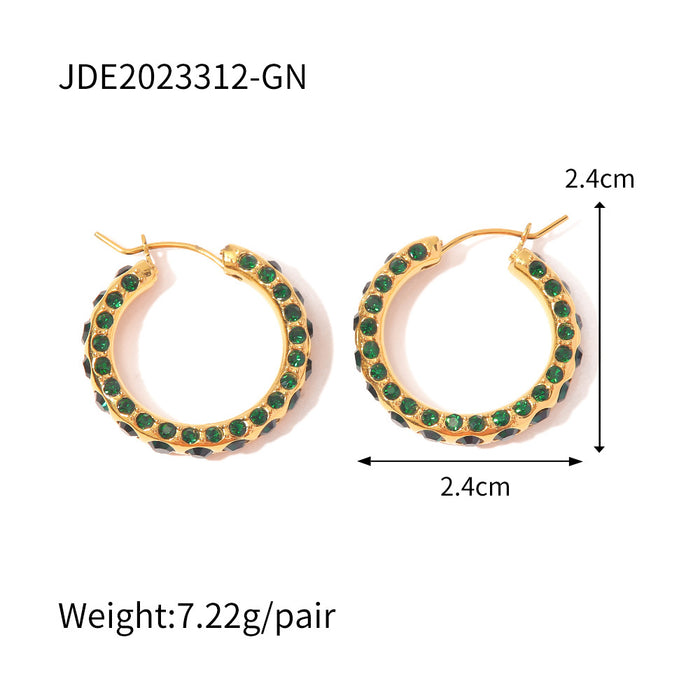 Micro-Paved Zircon Hoop Earrings - Fashionable Non-Fading Circle Earrings for Women