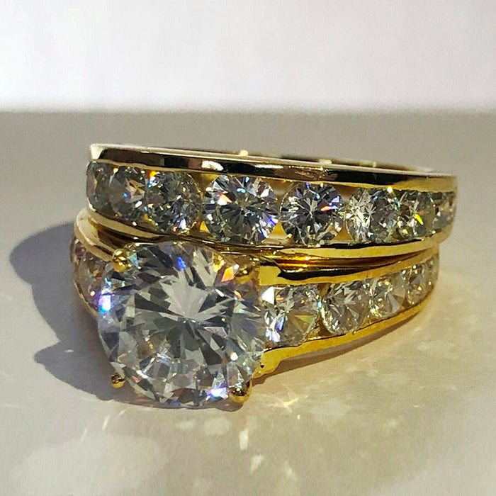 Luxury full diamond zircon couple ring gold plated wedding ring