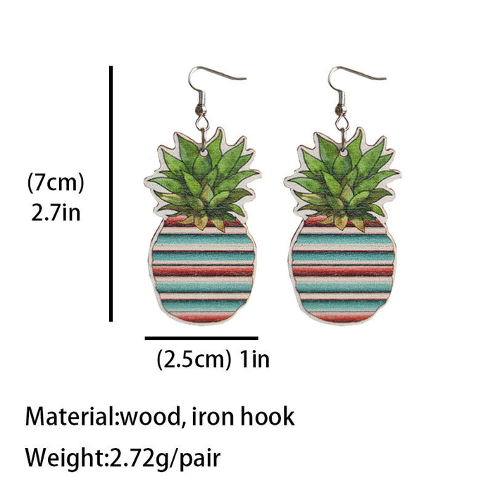 Pineapple Earrings with Aztec Cow Print and Leopard Pattern