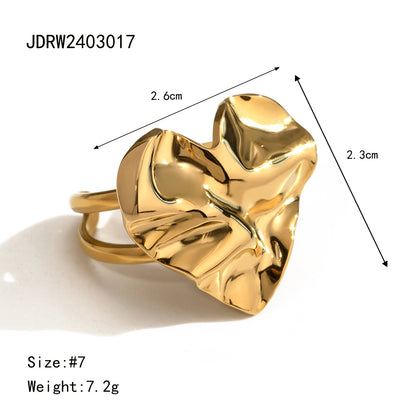 Geometric Design 18K Gold Plated Stainless Steel Ring - Elegant Jewelry