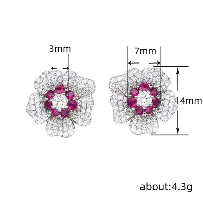 Pendientes de imitación de circonitas rojas con corindón