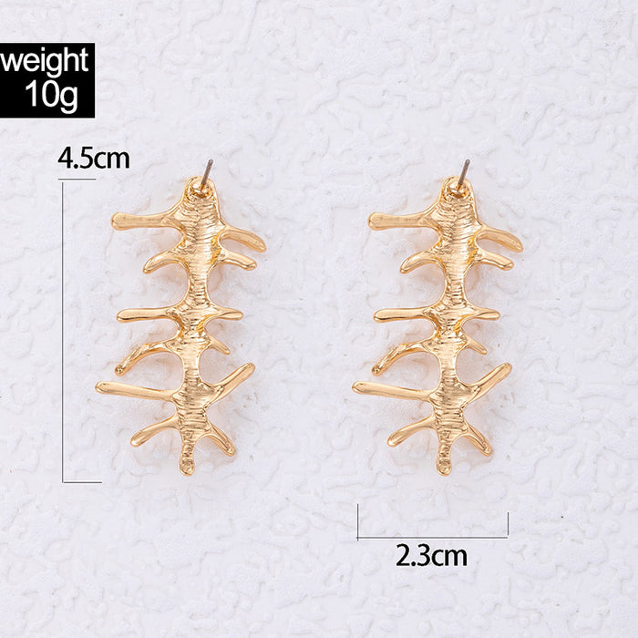 Personality exaggerated golden coral earrings geometric irregular earrings