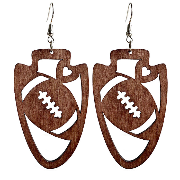 Wooden skeleton football earrings