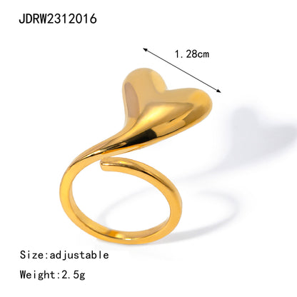 Unique 18K Gold Plated Stainless Steel Ring with Wavy Pattern