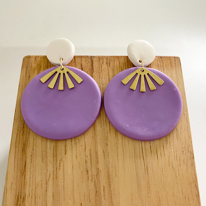 Handmade Multi-Color Geometric Clay Earrings - Trendy Spring/Summer Fashion