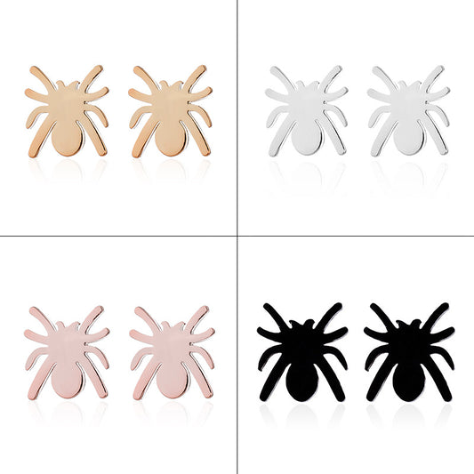 Spider Stainless Steel Stud Earrings - Hip-Hop Animal Jewelry for a Bold Look