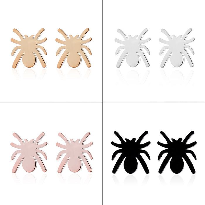 Spider Stainless Steel Stud Earrings - Hip-Hop Animal Jewelry for a Bold Look