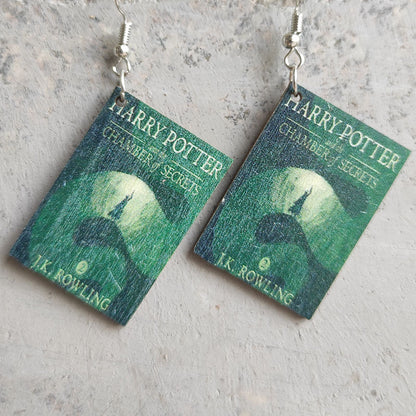 Wooden book earrings