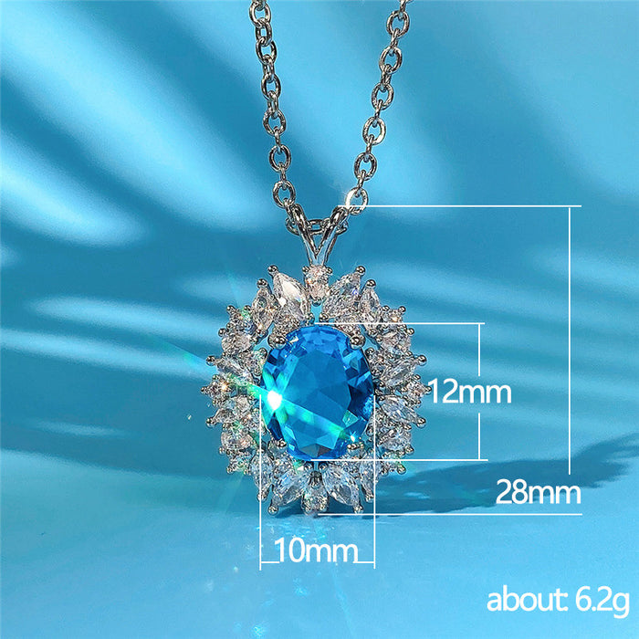 Imitation sapphire pendant colored gemstone necklace manufacturers supply wholesale