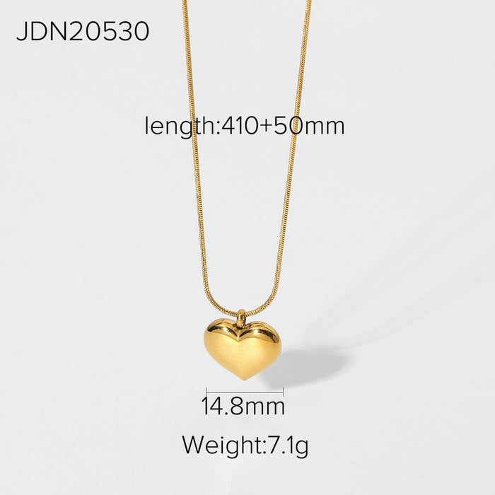 18K Gold-Plated Heart Pendant Necklace with Minimalist Design - Women's Fashion Jewelry