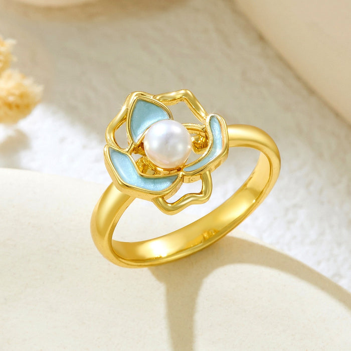 Wholesale copper micro-inlaid enamel painted drip flower open ring
