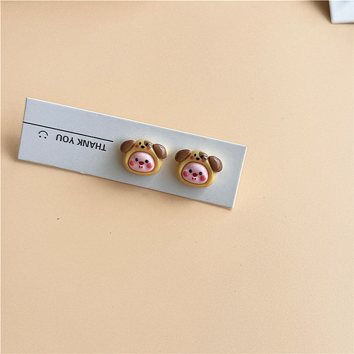 Japanese girly earrings | Transparent animal doll design earrings