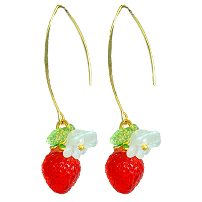 Summer Fruit Earrings with 3D Grapes, Strawberries, and Floral Resin Design