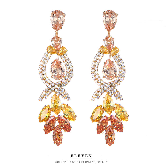 Elegant Zircon Earrings - Sparkling Long Dangles for a Sophisticated Look