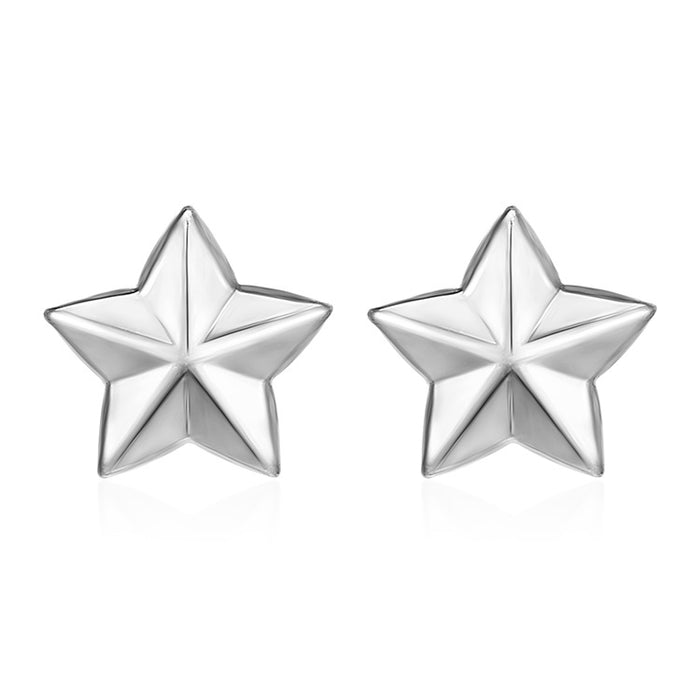 Three-dimensional five-pointed star earrings plated with 18K titanium steel