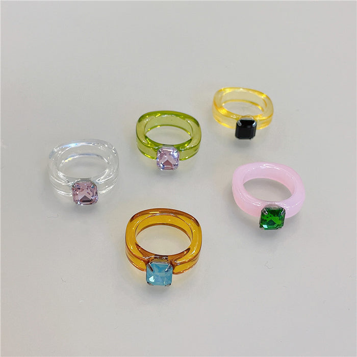 Colored Resin Resin Gemstone Ring - wallojewerly 