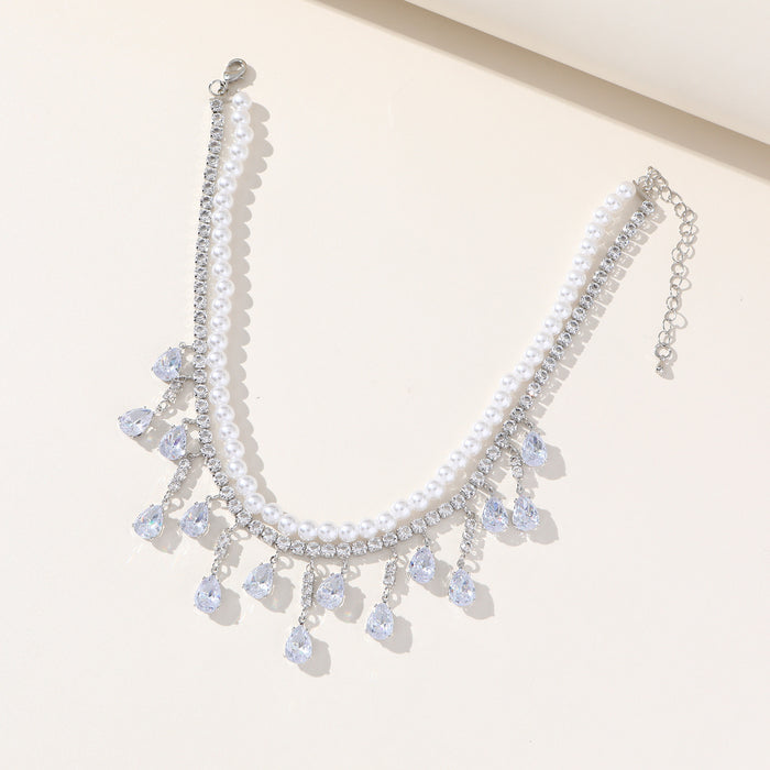 Sparkling Tassel Zircon Necklace - Double-Layered Design for Special Occasions