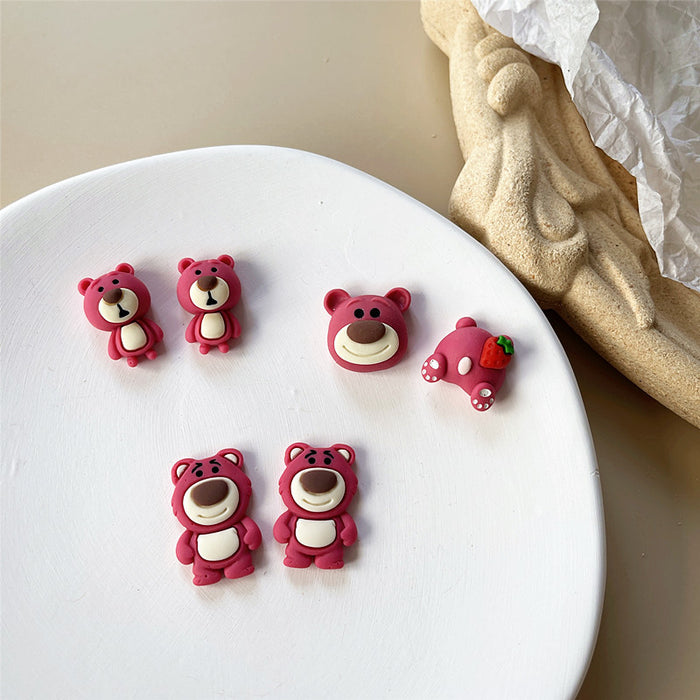 Cartoon bear earrings, sweet and childlike, cute earrings