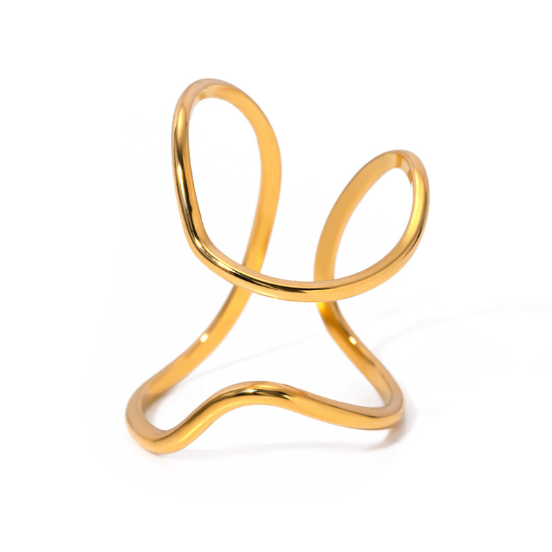 Anillo abierto de acero inoxidable chapado en oro de 18k