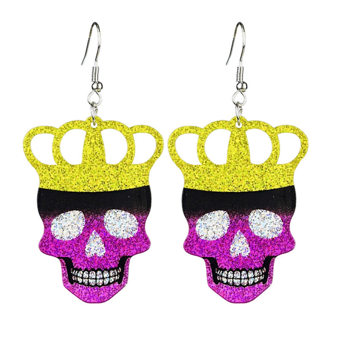 Halloween Crown Skull Acrylic Earrings