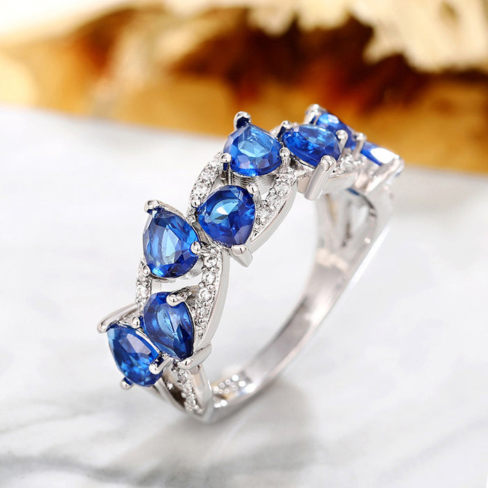 Water drop ring double layer staggered winding ring  hot fashion ring