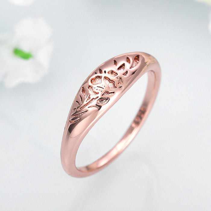 Simple electroplated patterned copper ring for women holiday gift