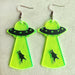 Halloween Skull Alien UFO Witch Furnace Fluorescent Acrylic Earrings - wallojewerly 