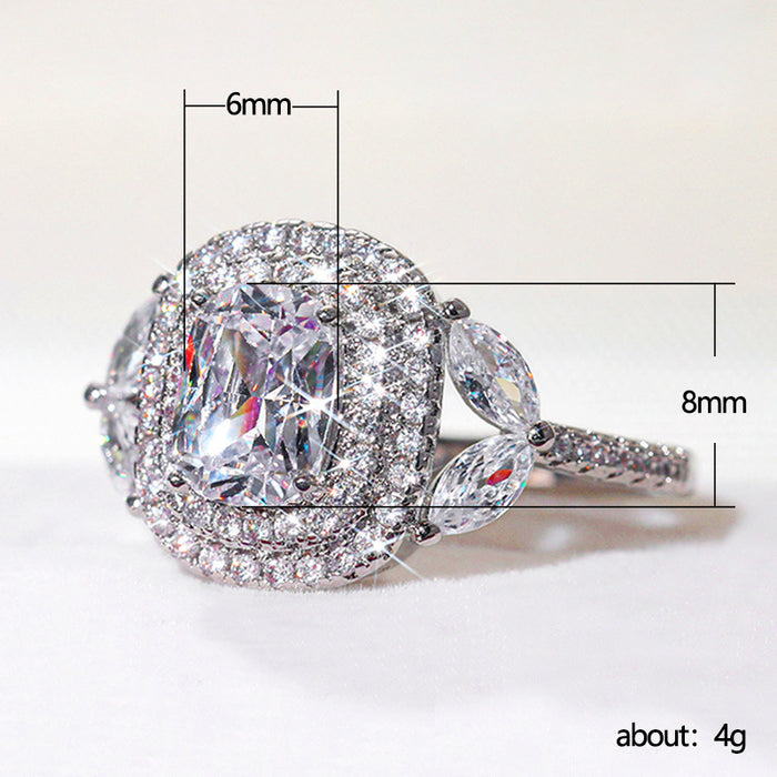 Luxury micro-diamond engagement ring fashionable and elegant zircon ring