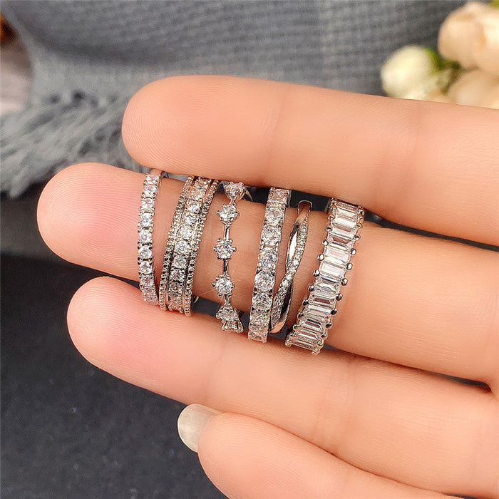 Light luxury full-studded zircon platinum female ring