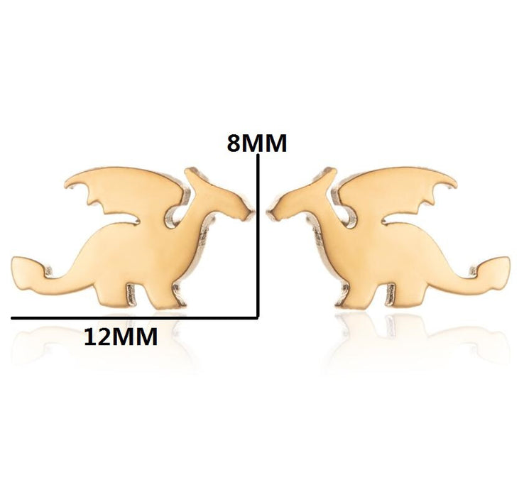 Dinosaur Stainless Steel Stud Earrings - Cute and Playful Animal Jewelry