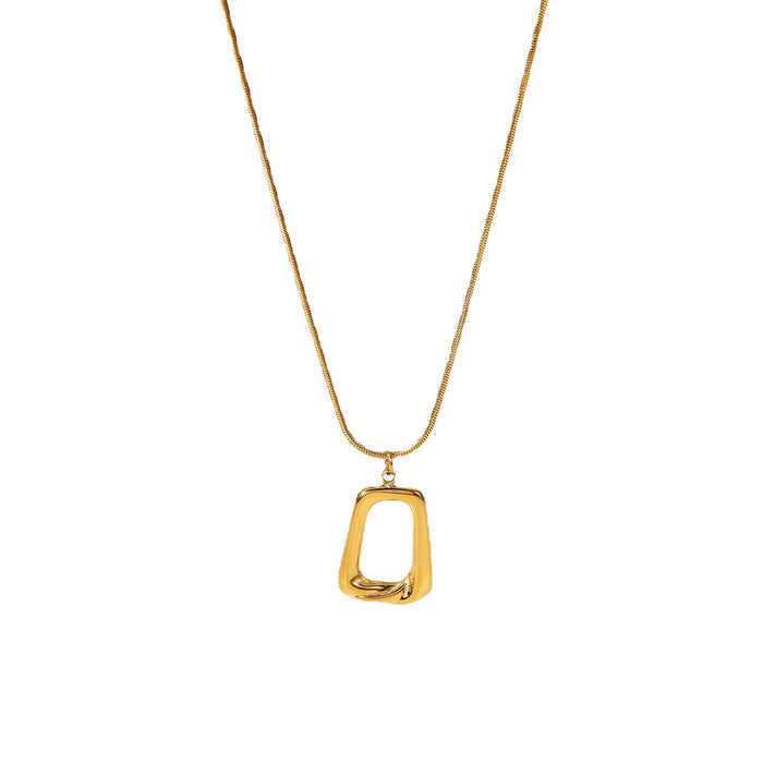 18K Gold-Plated Hollow Square Pendant Necklace with Vintage Design - Women's Fashion Jewelry