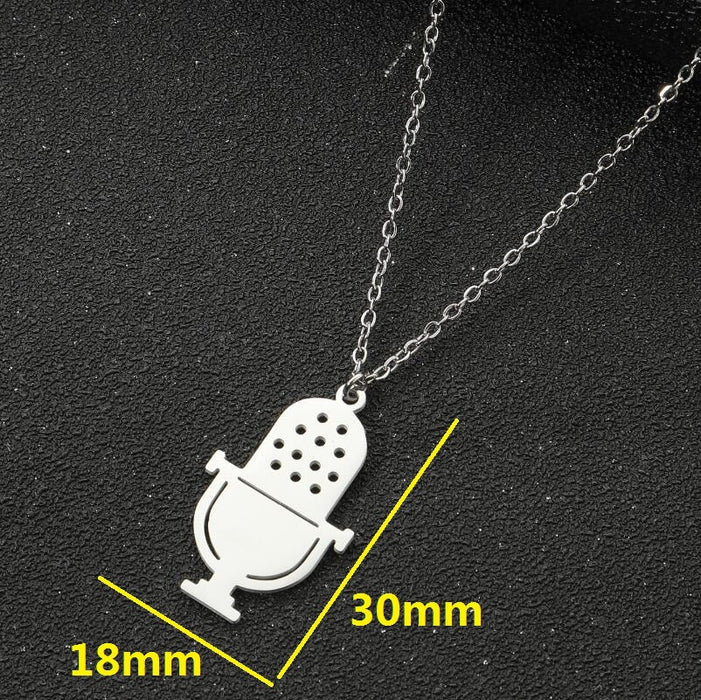 Microphone pendant necklace, fashionable and creative cute microphone clavicle chain ins hip-hop gift jewelry