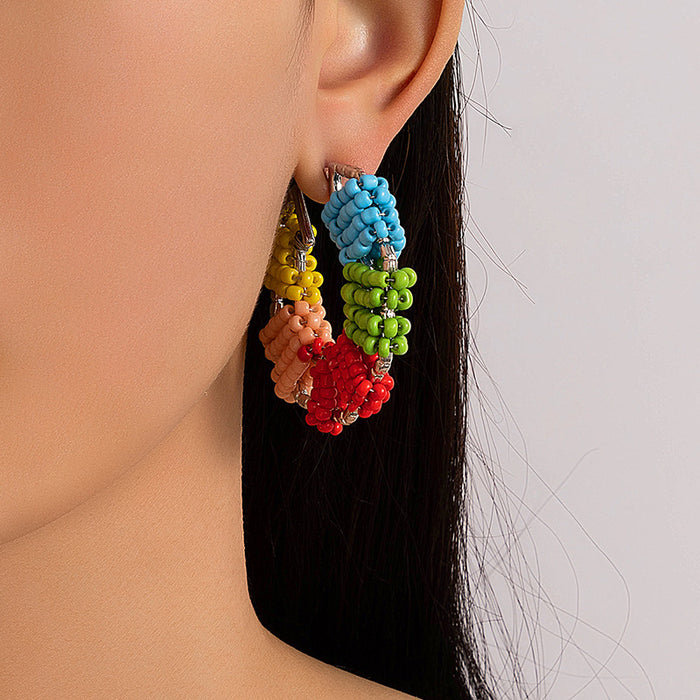 Rice beads colorful earrings candy color round earrings