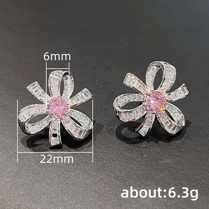 Pendientes de flores dulces con diseño floral rosa