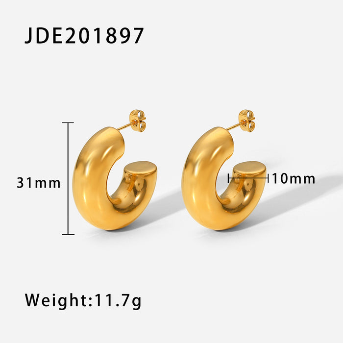 18K Gold Plated Stainless Steel Twisted Spiral Earrings - Trendy Fashion Jewelry for Women