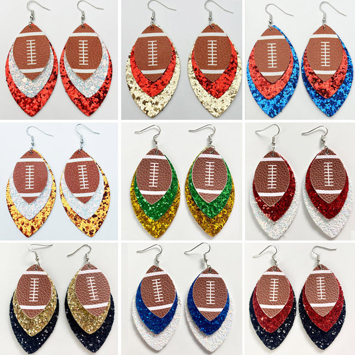 Sports Team Color Earrings with Cheerleading, Football, Baseball, and Softball Design